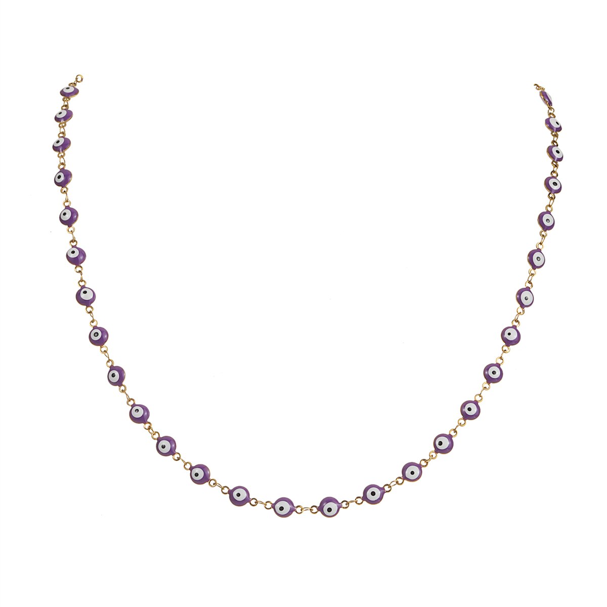 Simple Fashion Evil Eye Beads Chain Choker Necklace for Women Girls Gold Color Stainless Steel Necklace Jewelry Accessories
