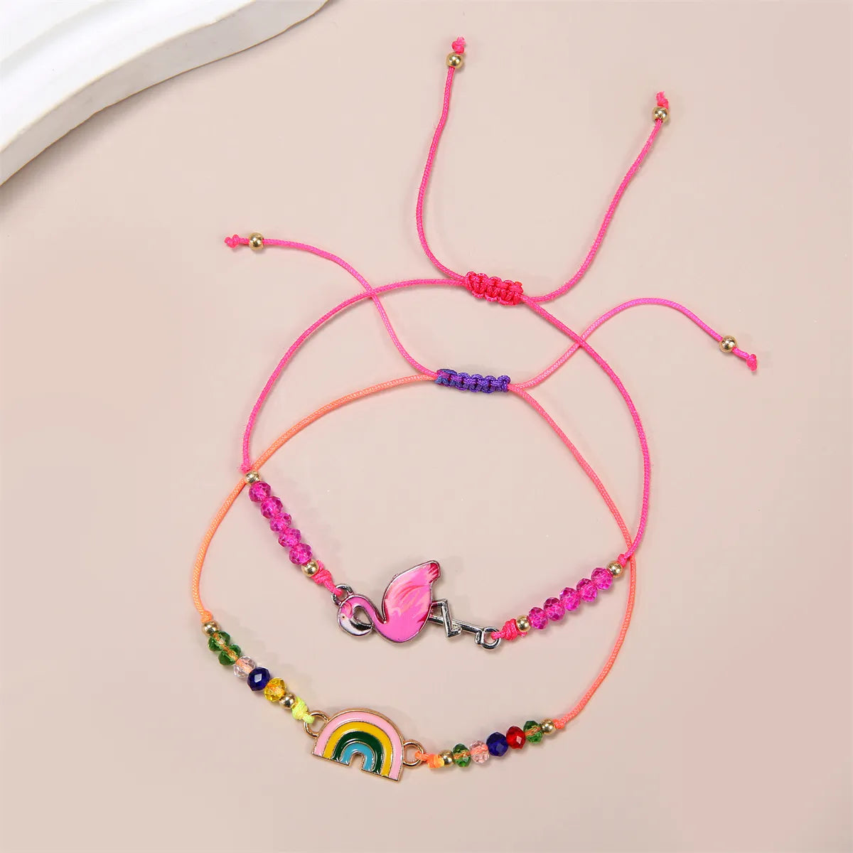 12pcs/lot Cartoon Oil Unicorn Flamingo Ice Cream Flower Pendant Charm Bracelet for Girls Adjustable Anklet Kids Jewelry