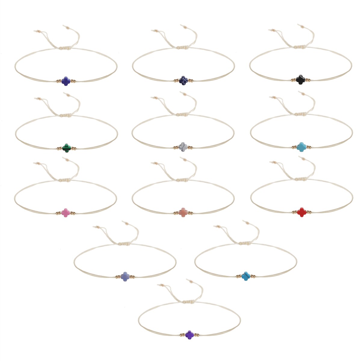 Handmade Natural Stone Turquoise Cross Pendant Knot Charms Knitted Bracelets Women Adjustable Wax Cord Chain Wristband Jewelry