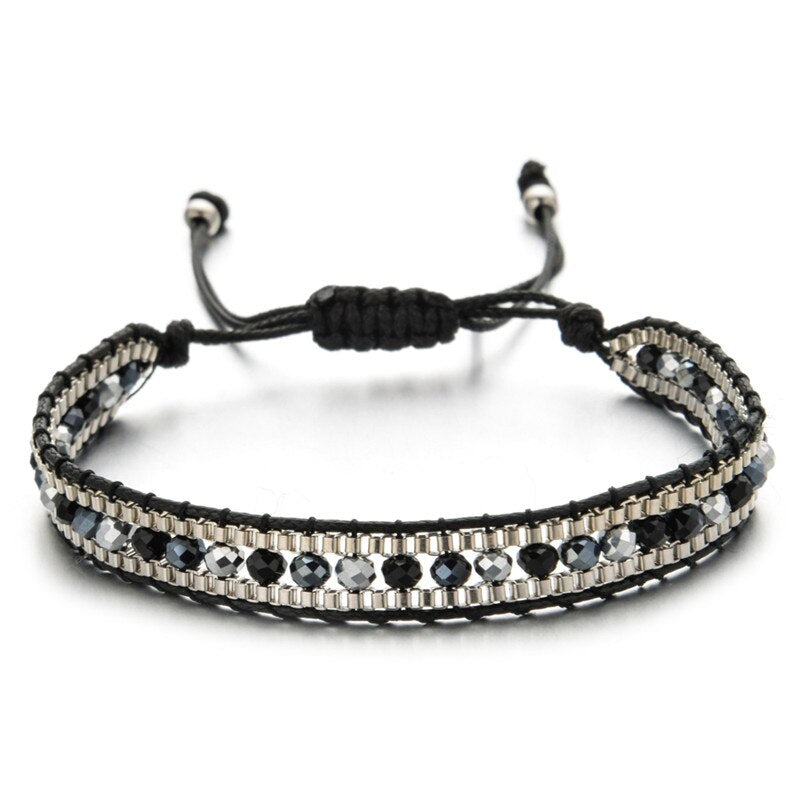 Bohemia Weave Bracelets for Women Adjustable Rope Chain Crystal Charms Braided Yoga Bracelet Bangle Jewelry Gift Wholesale