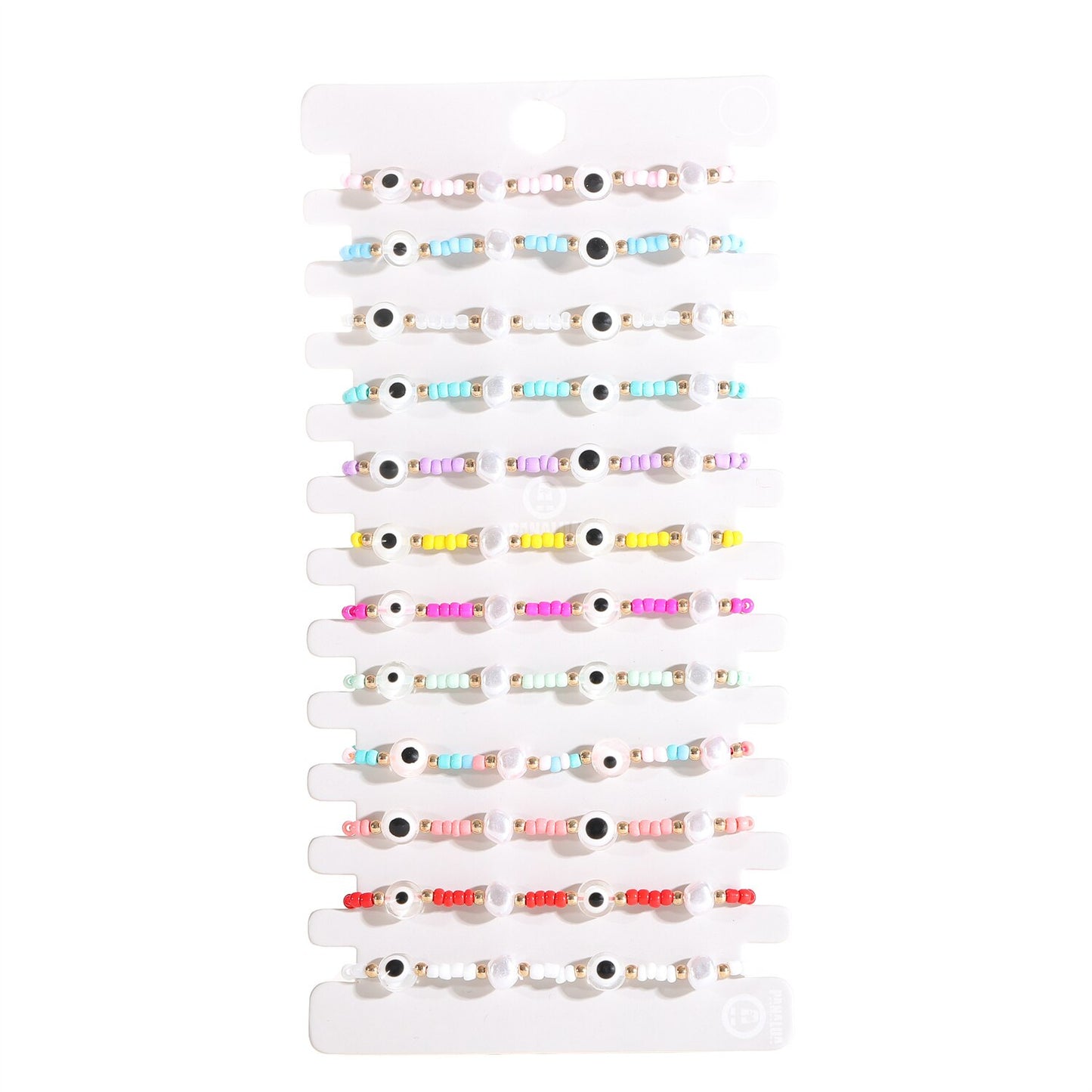 12pcs Evil Eye Pearl Charms Braided Bracelets for Women Child Seed Beads Adjustable Rope Chain Anklets Beach Handmade Jewelry