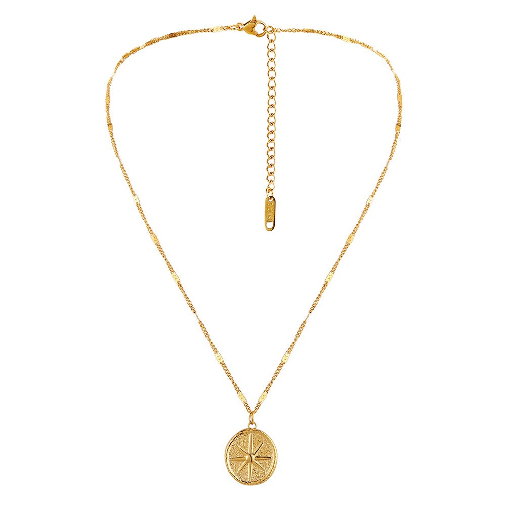 Stainless Steel Nautical Compass Necklace for Women Girls Steel Titanium Compass Collar Waterproof Necklace New Jewelry