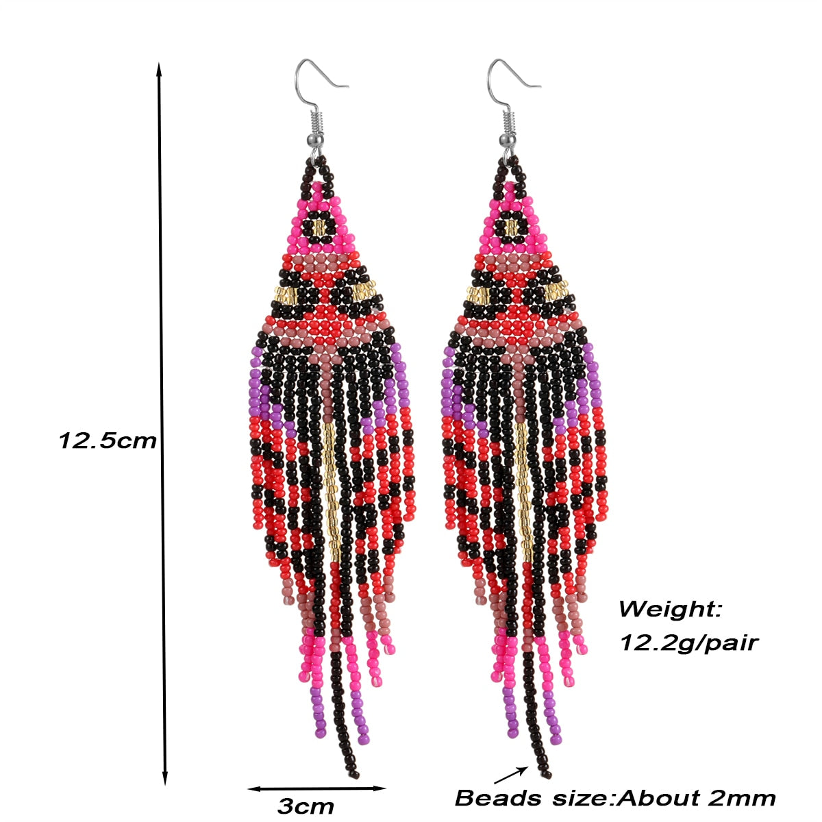 Bohemian Colorful Resin Seed Beaded Round Earrings for Women Girls Statement Dangle Earrings Ethnic Jewelry