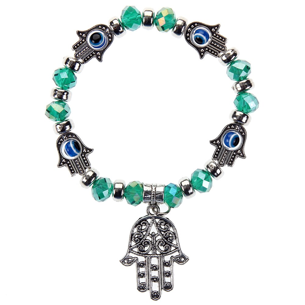 Turkish Evil Eye Charms Bracelet Fatima Hand Beaded Bracelets for Women Men Boys&girls Yoga Amulet Jewelry Bring You Good Luck