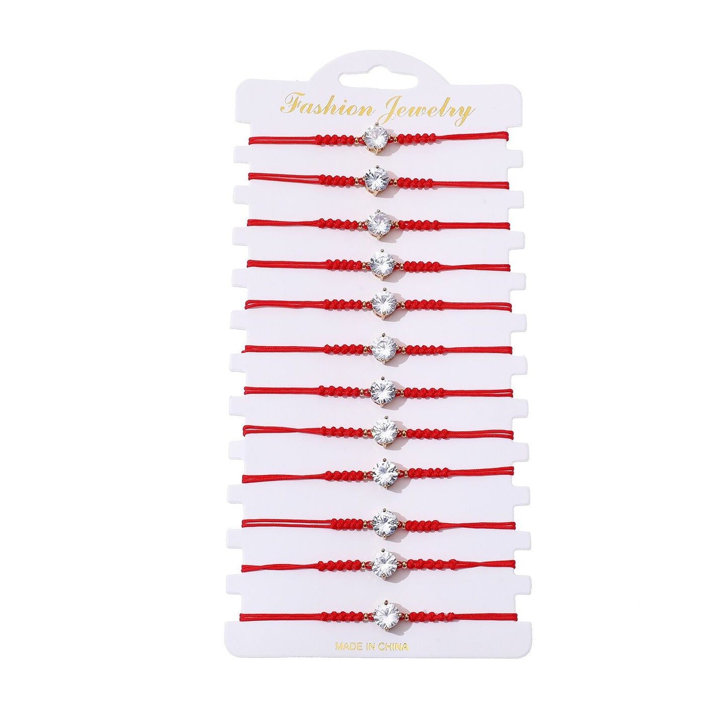 12Pcs Shiny Zircon Crystal Bracelets for Women Red String Good Luck Blessing Adjustable Charm Bracelet Jewelry Gift Wholesale