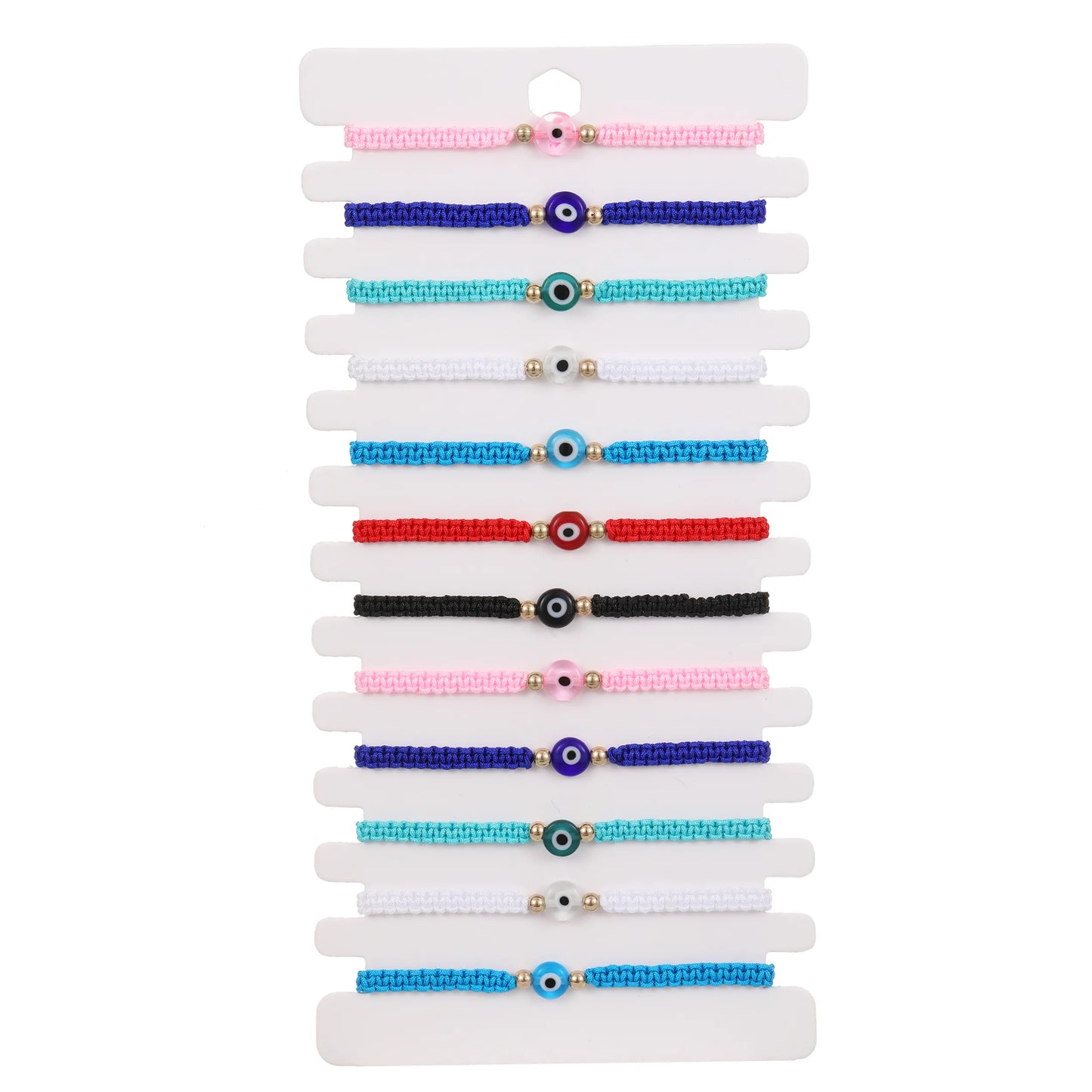 Boho 12pcs Colorful Evil Eye Pendant Bracelet Set for Women Kids Adjustable Hand Woven Rope Chain Amulet Jewelry Gift
