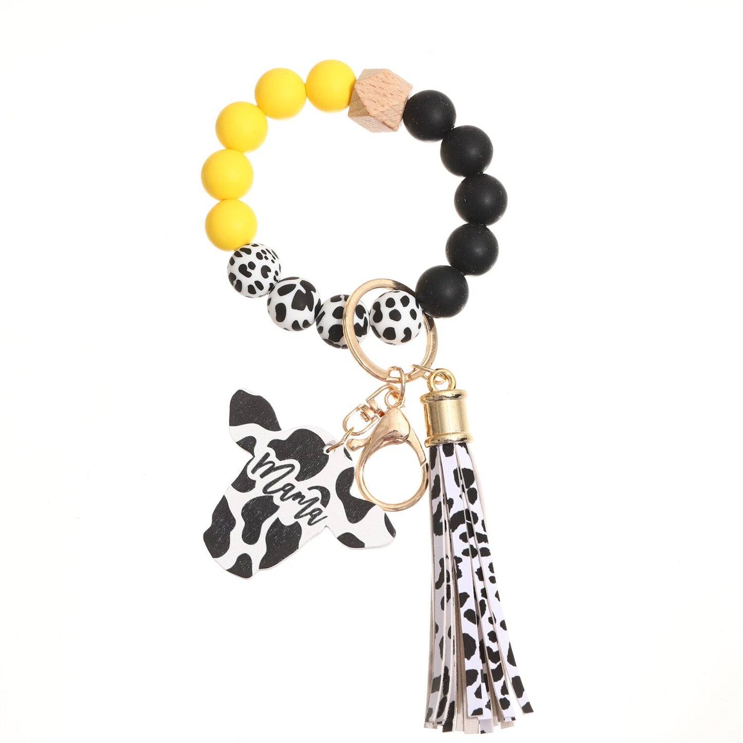 New Trendy Elegant Silicone Beads Bracelets Bangles for Women Key Chain Keychain Candy Color Large Beaded Bangle Charm Jewelry