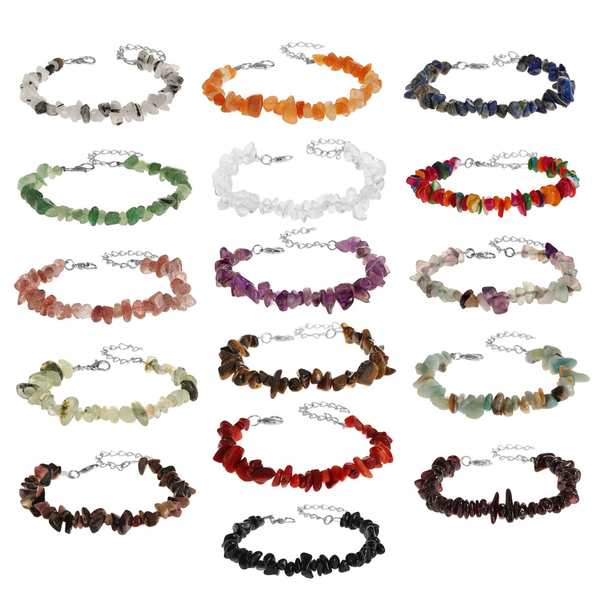 1pc Natural Stone Chakra Crystal Healing Gemstone Stretch Bracelets Tumble Polished Align Increase Communication Reiki Bracelets