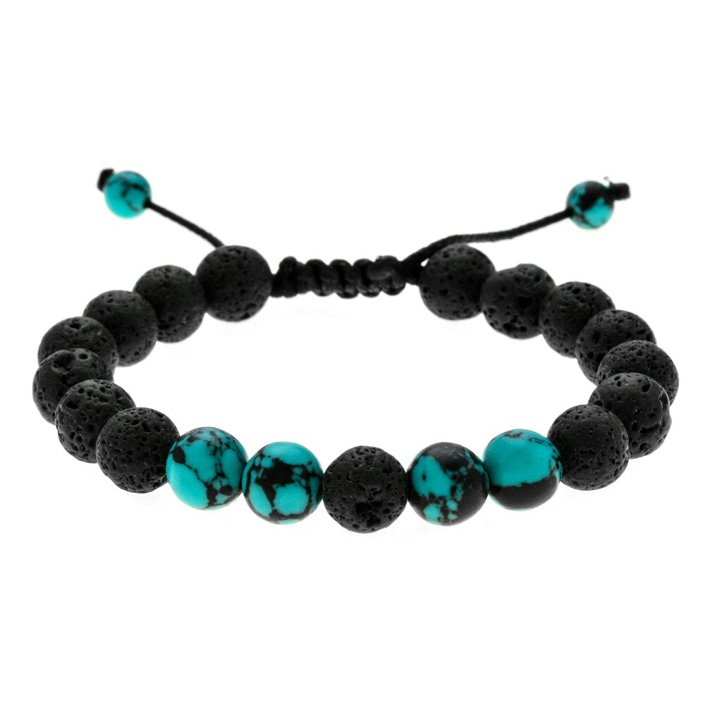 1pc 8mm Lava Rock Bracelet Braided Rope Healing Natural Stone Yoga Meditation Bracelet Bangle for Men Women