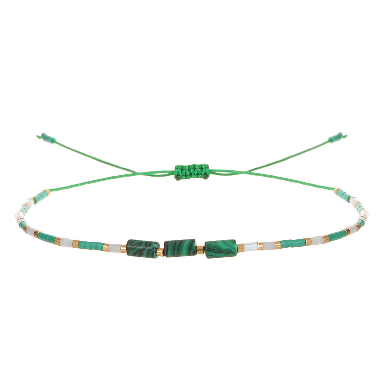 Seed Bead Bracelet & Bangle for Women Men Square Faceted Natural Stone Pendant Adjustable Charm Stacking Femme Pulsera