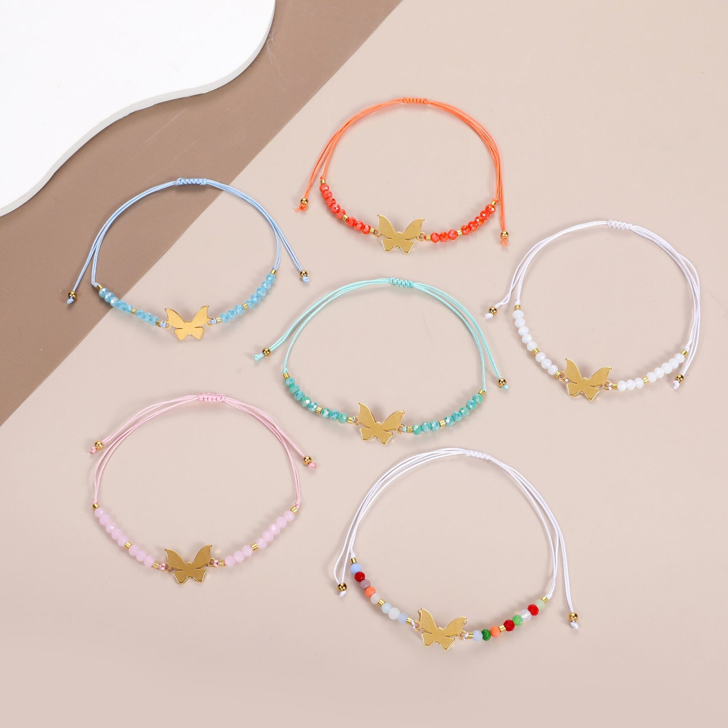 12pcs Handmade Braided Rhinestone Plated Gold Color Butterfly Bracelets for Women Men Rope Chain Bracelet Party Jewelry