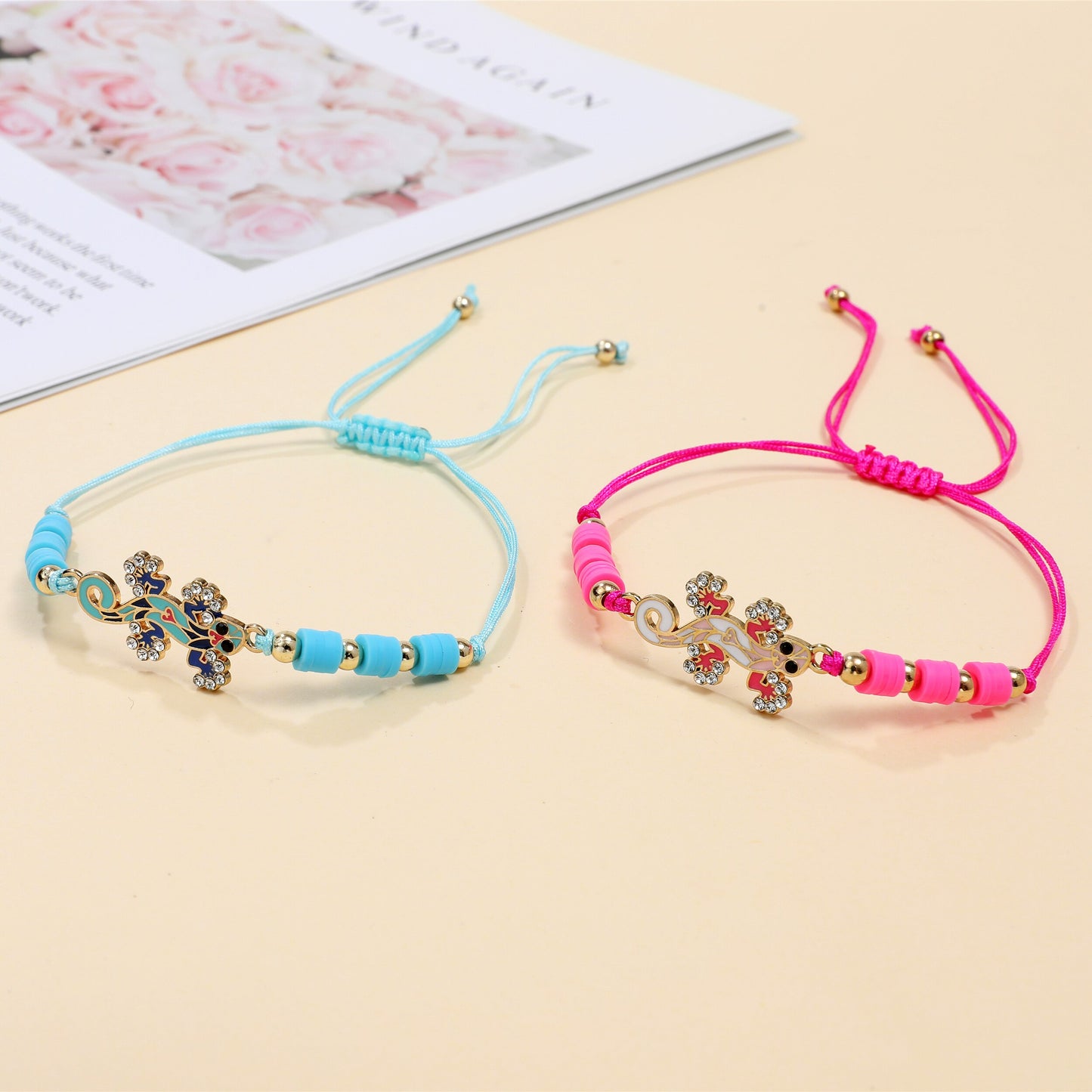 12pcs Bohemia Gecko Woven Bracelets for Women Men Adjustable Hand Woven Bracelets Anklets Jewelry Gift