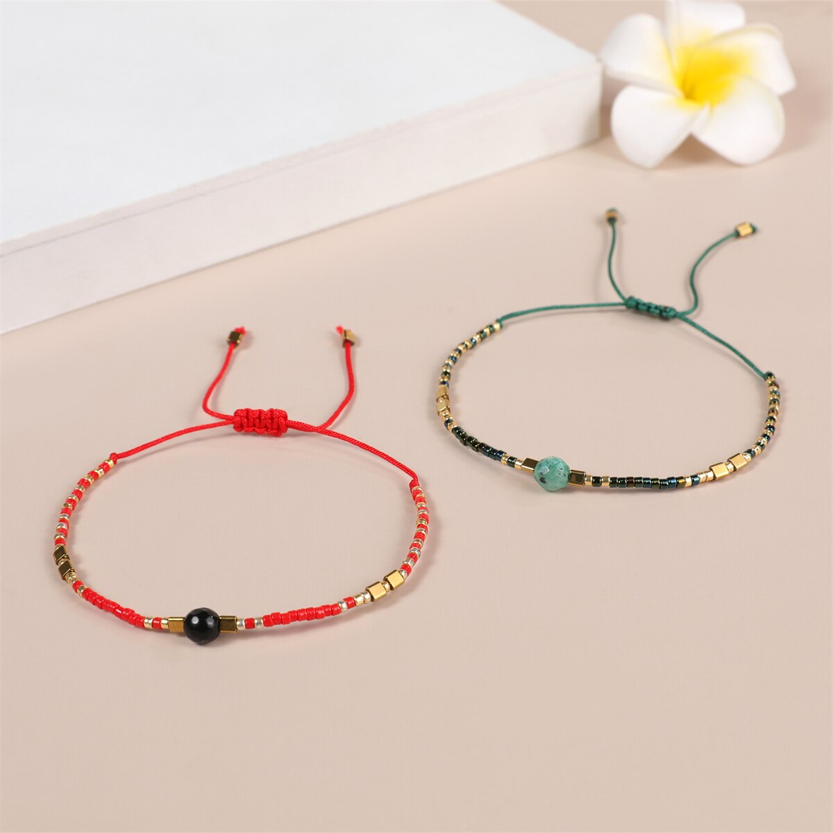 Women Seed Bead Charms Bracelet Adjustable Metal Tiger Eye Chain Anklets Girl Kids Beach Couple Jewelry Gift 1pc
