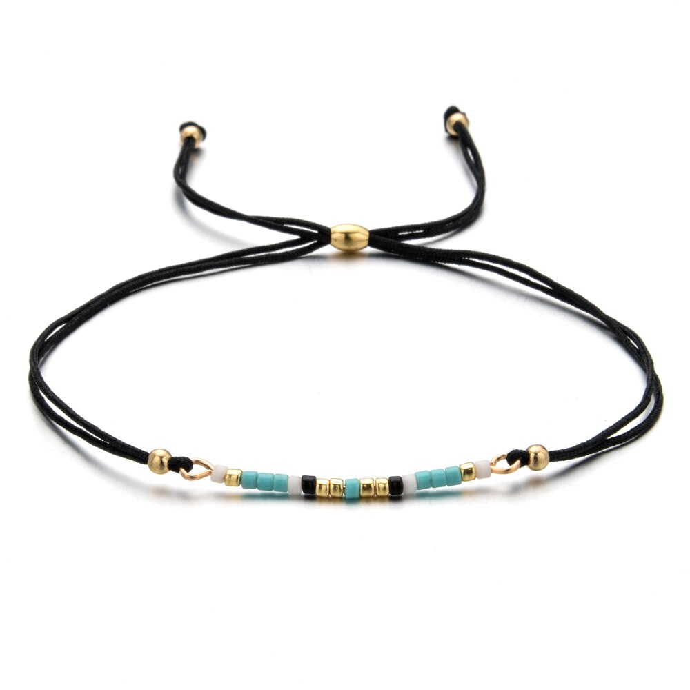 Boho Woman Men Handmade Weave Adjustable Rope Chain Crystal Seed Beads Bracelets Bangle Wristband Fashion Jewelry Drop Shipping