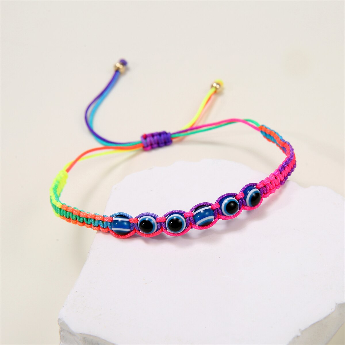 12pcs/lot Turkey Evil Eye Bracelet for Women Men Round Beads Evil Eye Wax Rope Braided Anklet Fashion Friendship Jewelry