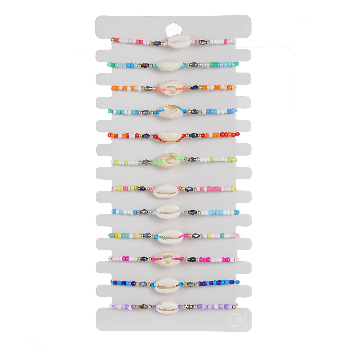 12pcs/Set Crystal Beads Shell Charms Bracelets Adjustable Handmade Woven Rope Chain Bracelet for Women Ethnic Cuff Jewelry
