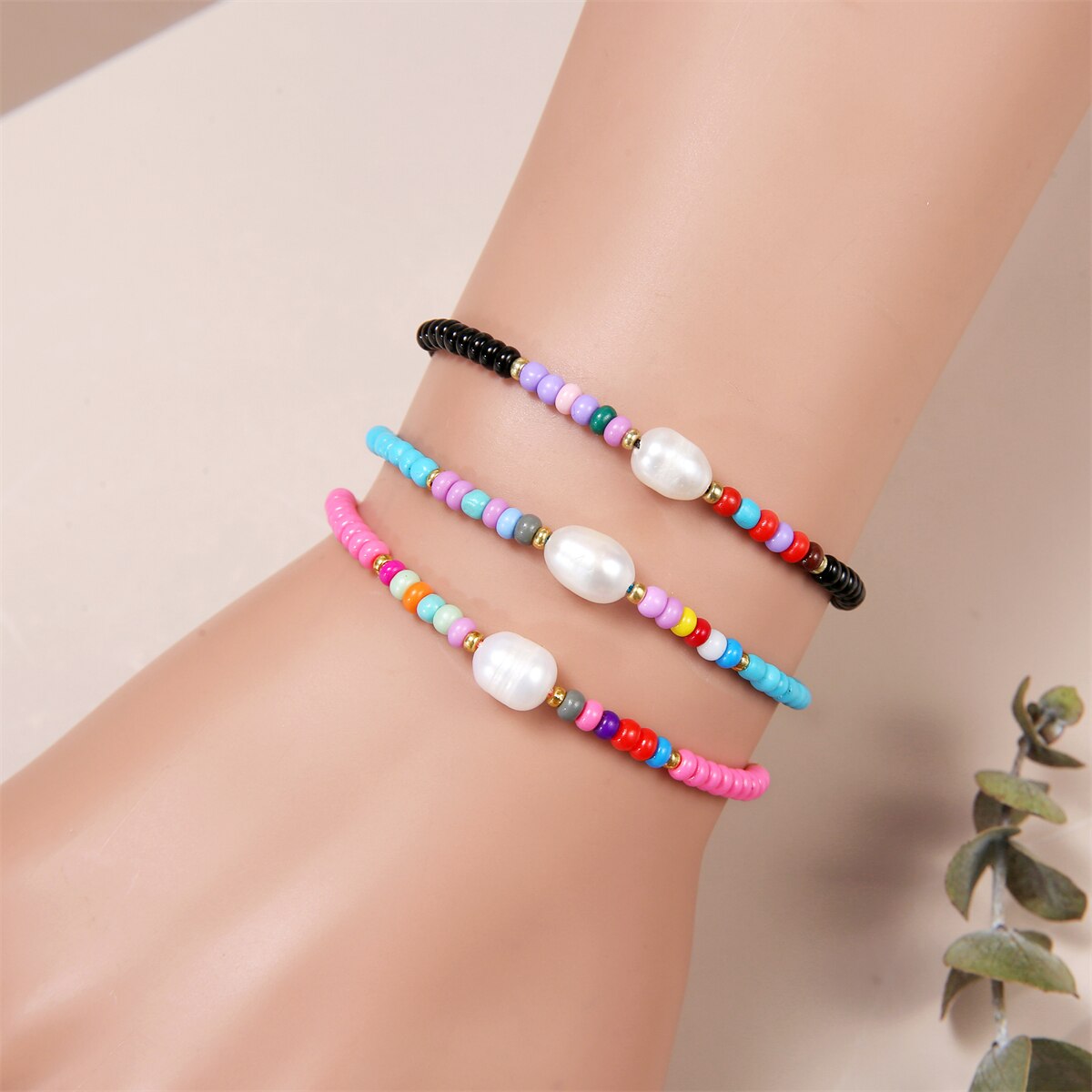 boho 12pcs/lot Colorful Czech Seed Beads Charms Bracelet Hand Woven Stackable Pearl Pendant Anklets Bracelets Jewelry Gift