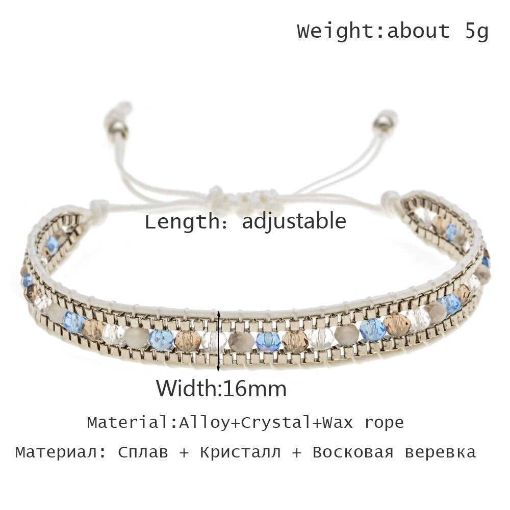 Bohemia Weave Bracelets for Women Adjustable Rope Chain Crystal Charms Braided Yoga Bracelet Bangle Jewelry Gift Wholesale