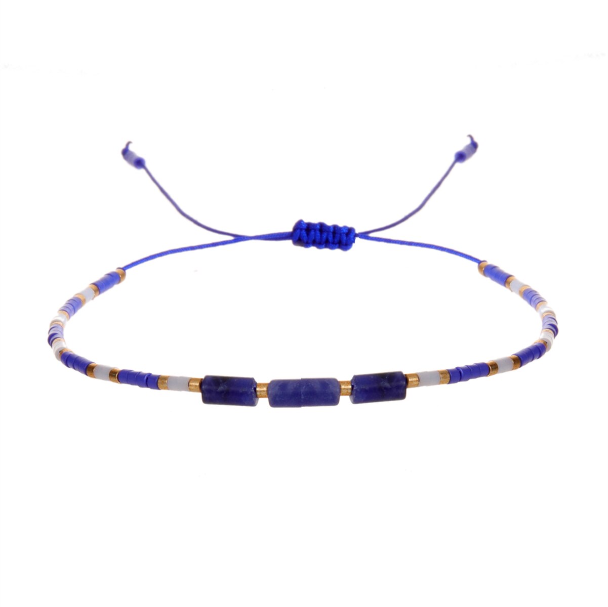 Seed Bead Bracelet & Bangle for Women Men Square Faceted Natural Stone Pendant Adjustable Charm Stacking Femme Pulsera
