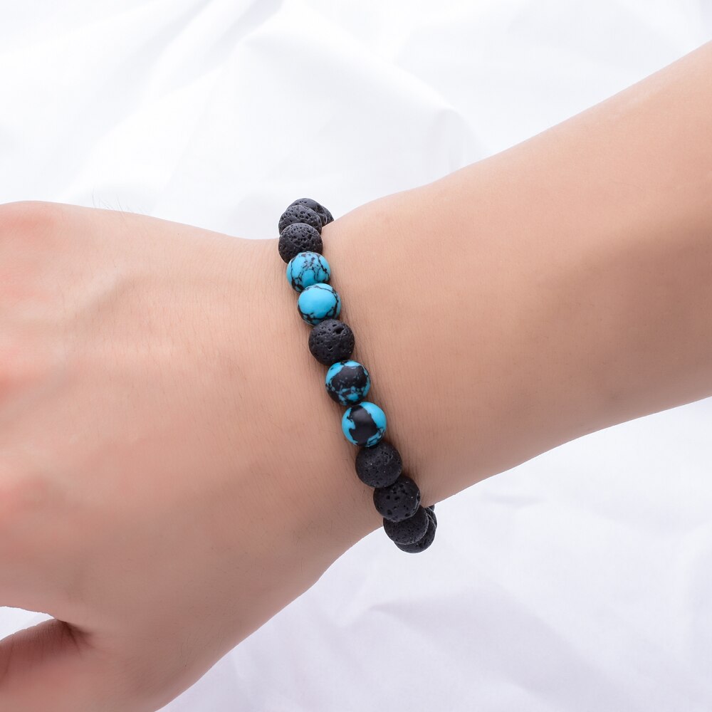 1pc 8mm Lava Rock Bracelet Braided Rope Healing Natural Stone Yoga Meditation Bracelet Bangle for Men Women