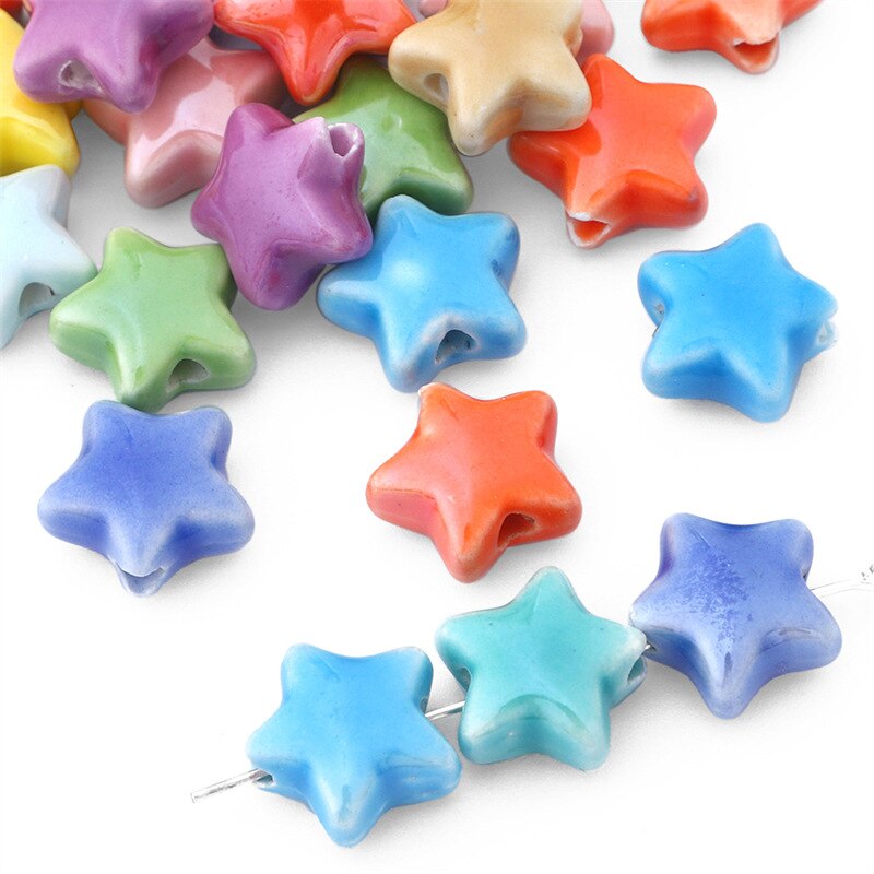 10Pcs/lot Ceramic Pentagram Beads for Jewelry Making Bracelets DIY Accessories Wholesale Bracelet Anklet Necklace Pendant