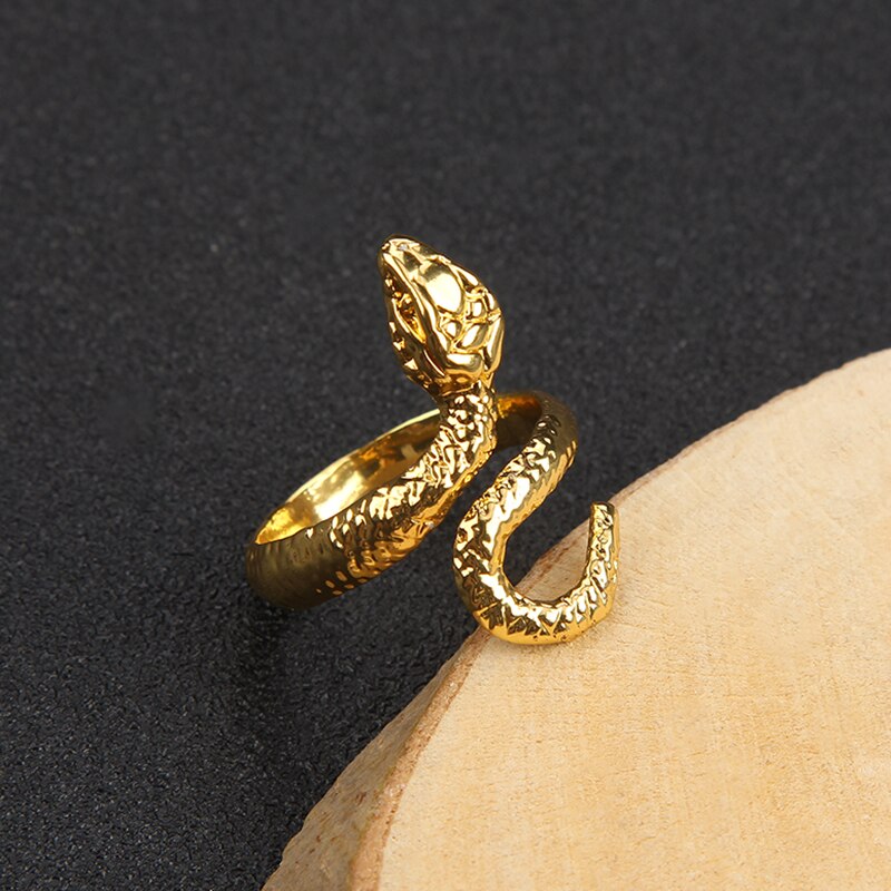 Retro Punk Snake Ring for Women Men Snake-Shaped Plated Gold Color Open Adjustable Exaggerated Ring Trendy Jewelry Gift