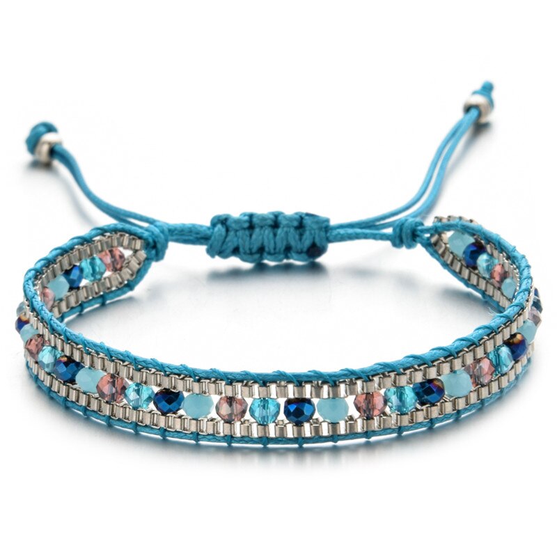 Bohemia Weave Bracelets for Women Adjustable Rope Chain Crystal Charms Braided Yoga Bracelet Bangle Jewelry Gift Wholesale