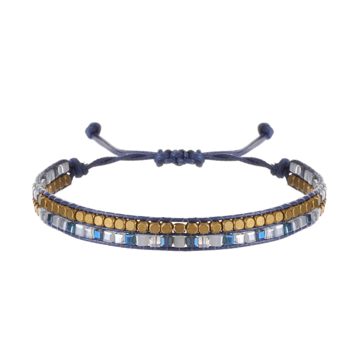 Multilayer Ethnic Glass Beads Adjustable Charm Bracelets Braided Rope Yoga Bracelet for Men Women Wristband Boho Jewelry Gift