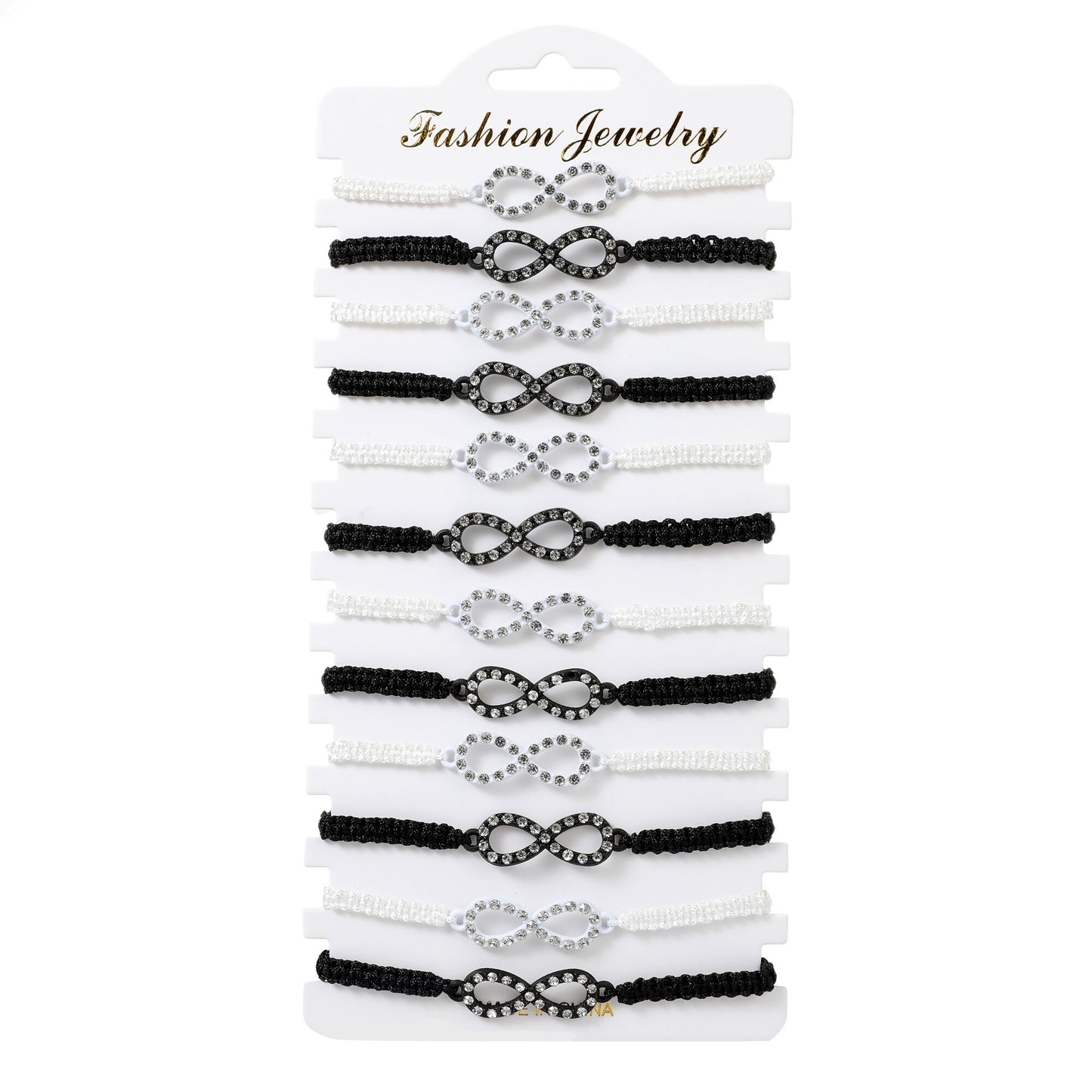 12pcs/set Together Forever Love Infinity Bracelet for Lovers White/black String Couple Bracelets Women Men's Wish Jewelry Gift