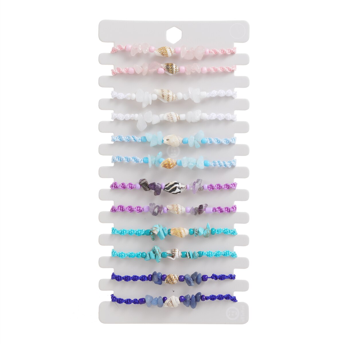 12pcs Natural Stone Amethyst 7 Chakra Bracelets Healing Crystal Bracelet Chipped Gravel Beads Gifts for Women Anklet Mix Colors