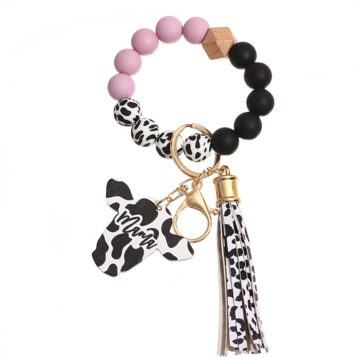 New Trendy Elegant Silicone Beads Bracelets Bangles for Women Key Chain Keychain Candy Color Large Beaded Bangle Charm Jewelry