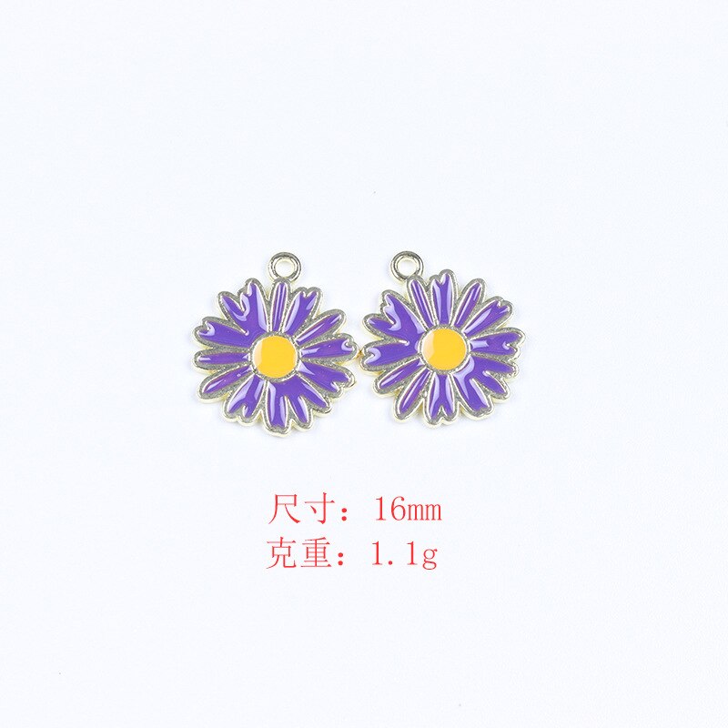 2pcs/lot Metal Drip Oil Sunflower Daisy Plant Pendants for DIY Making Earrings Necklaces Jewelry DIY Accessories Wholesale