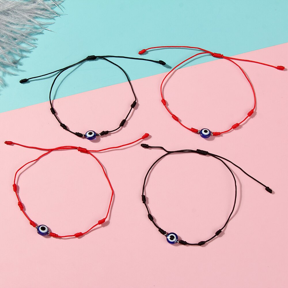 6Pcs Turkish Lucky Evil Eye Bracelets for Women Men Handmade Braided Red/Black Rope 7 Knots Lucky Bracelet Gift Wholesale