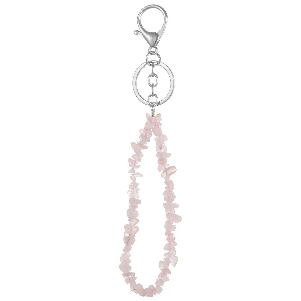 Natural Stone Mobile Phone Chain for Men Women Gravel Amethyst Quartz Stone Keychain Anti-lost Lanyard Bag Charm