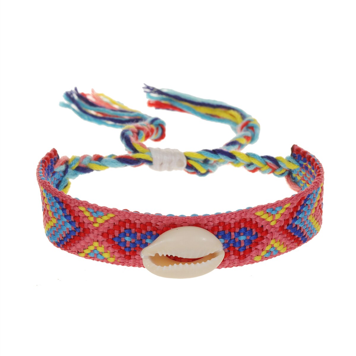 Bohemian Handmade Braid Shell Charms Bracelet Adjustable Rope Chain Bracelet Anklet for Women Girl Cuff Wristband Jewelry