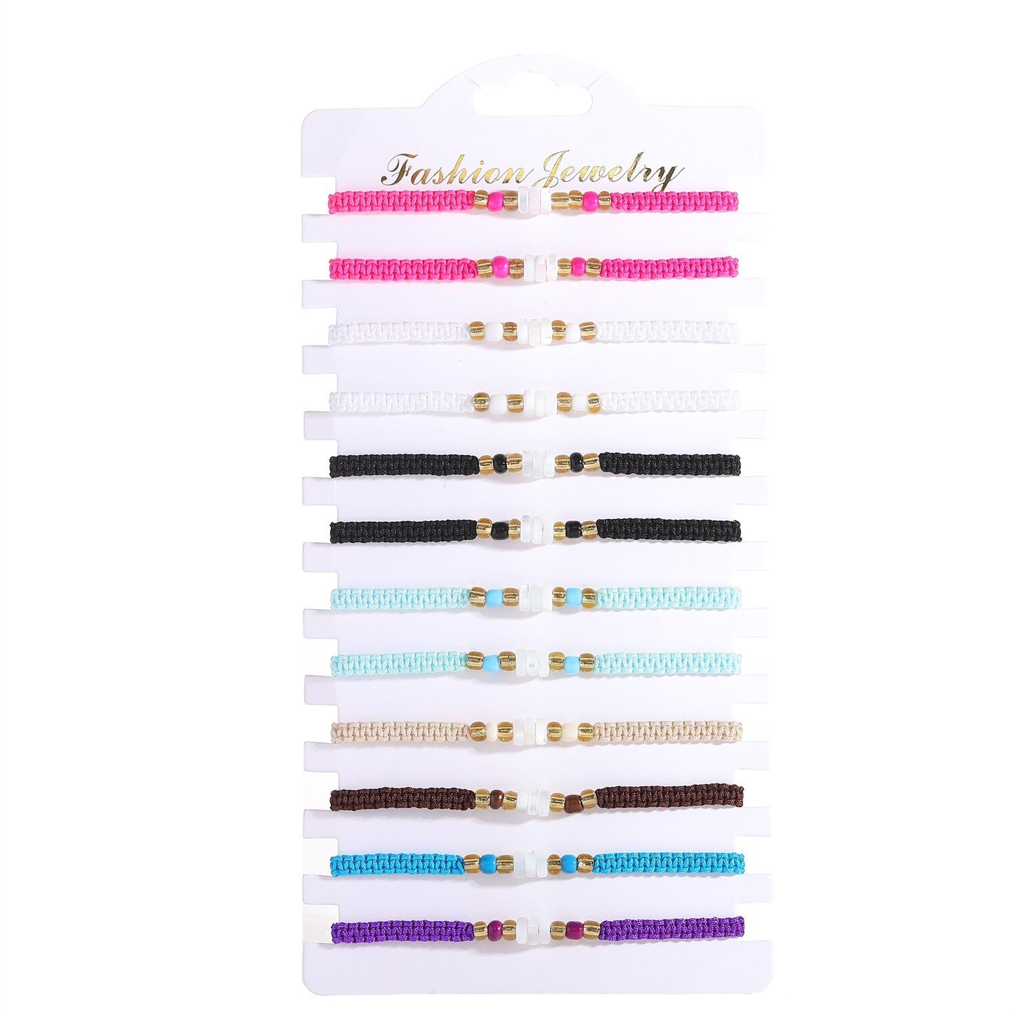 Bohemia 12pcs/lot Wide Wax Rope Braided Adjustable Twist Knotted Rope String Anklet Bracelet Set for Women Men Handmade Jewelry