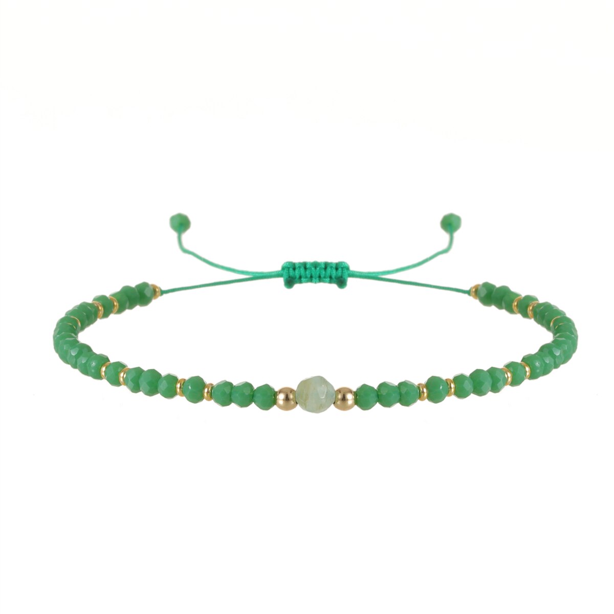 Women Crystal Faceted Glass Beads Charms Bracelets Boho Woven Adjustable Wristband Cuff Jewelry