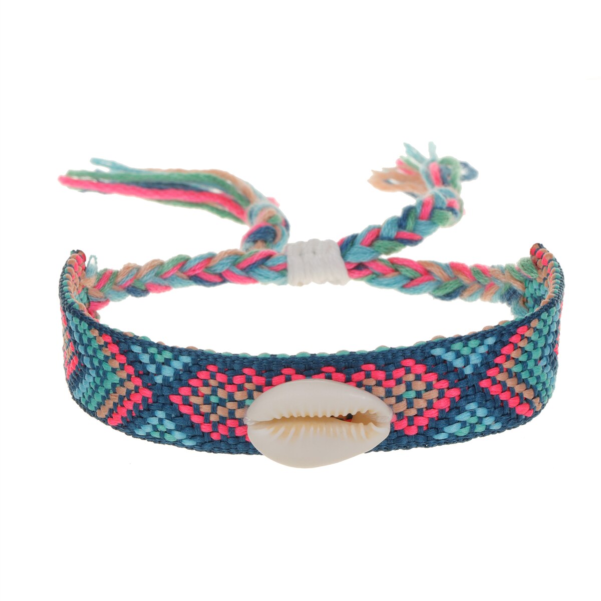 Bohemian Handmade Braid Shell Charms Bracelet Adjustable Rope Chain Bracelet Anklet for Women Girl Cuff Wristband Jewelry