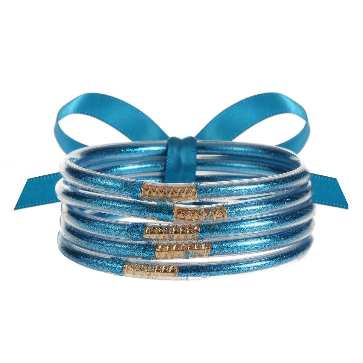 Multi-Layered Jelly Bangles Bracelets for Women Glitter Filled Jelly Clear Silicone Bracelets for Girls Wide Wristband Jewelry