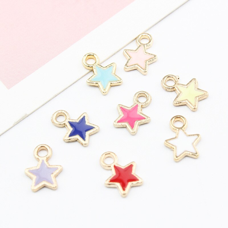 50pcs/lot Metal Drip Oil Star Pendants DIY Making Earrings Necklaces Jewelry DIY Accessories Wholesale