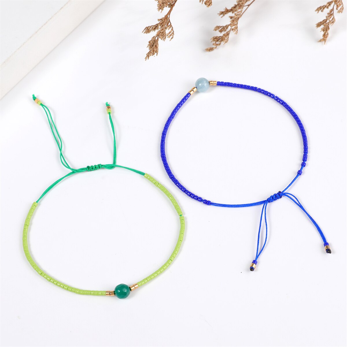 1pc Natural Stone Beads Pendant Charm Braided Bracelets for Women Girls Handmade Adjustable Chain Party Jewelry