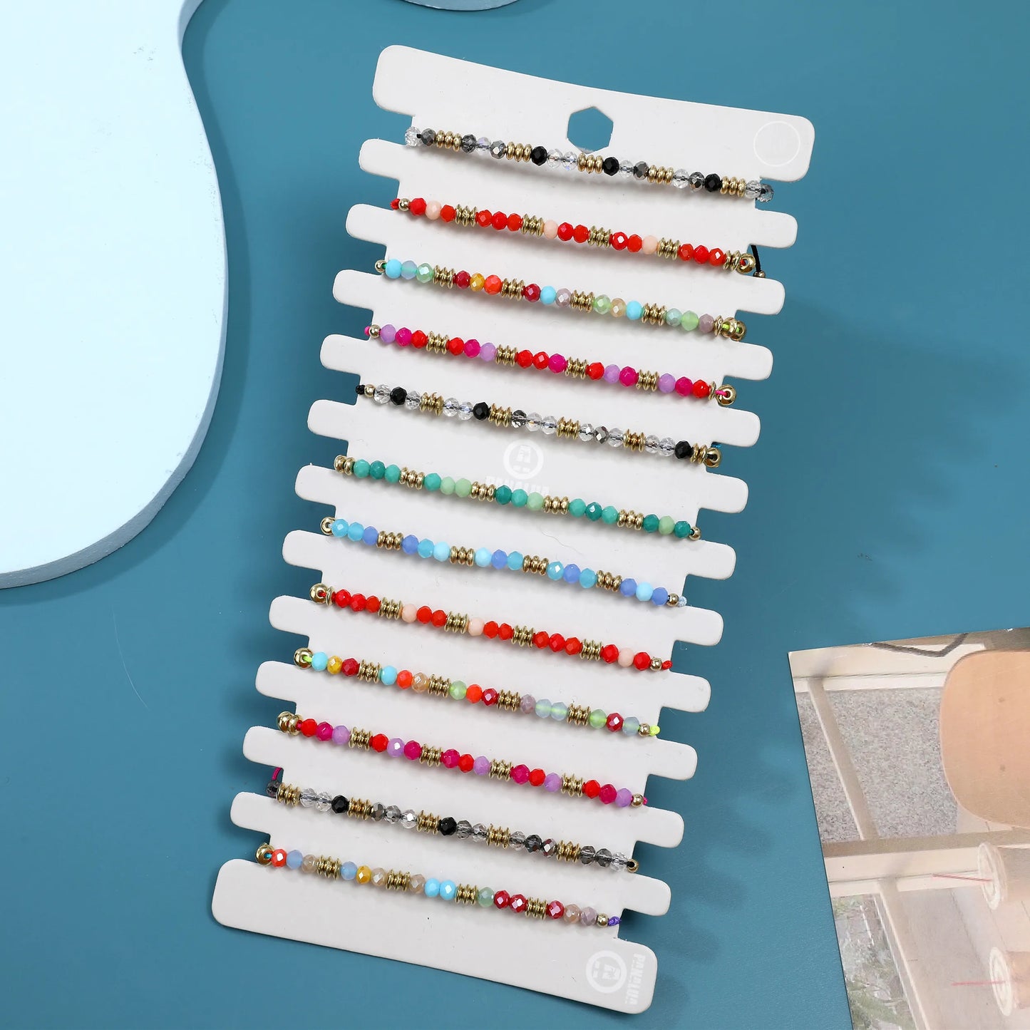12pcs Colorful Crystal Beads Braided Bracele Adjustable Fashion Colorful Rice Beads Wrist Friendship Couple Children Jewelry