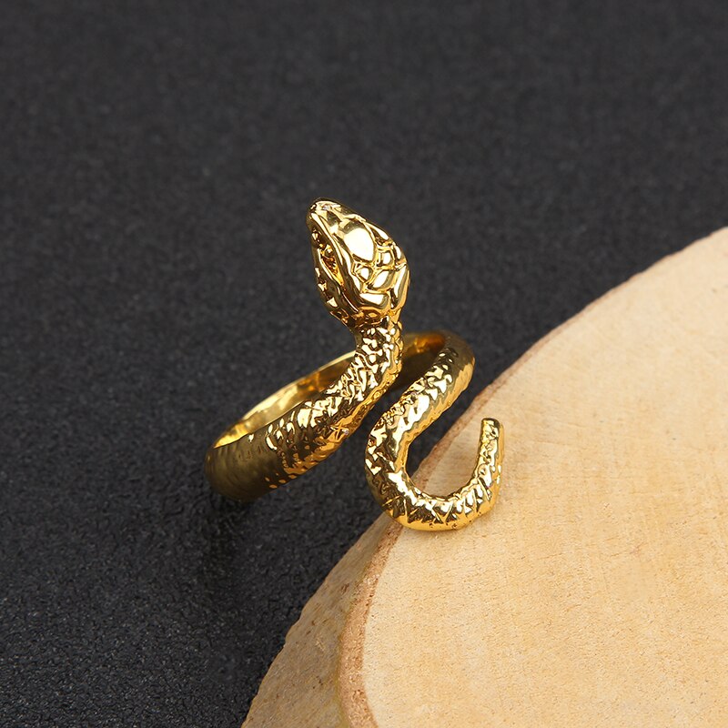 Retro Punk Snake Ring for Women Men Snake-Shaped Plated Gold Color Open Adjustable Exaggerated Ring Trendy Jewelry Gift