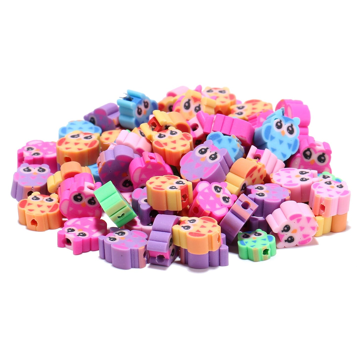 50pcs/lot Cartoon Flowers Evil Eye Polymer Clay Spacer Beads for Women Girls Jewelry Making DIY Bracelet Necklace Accessories
