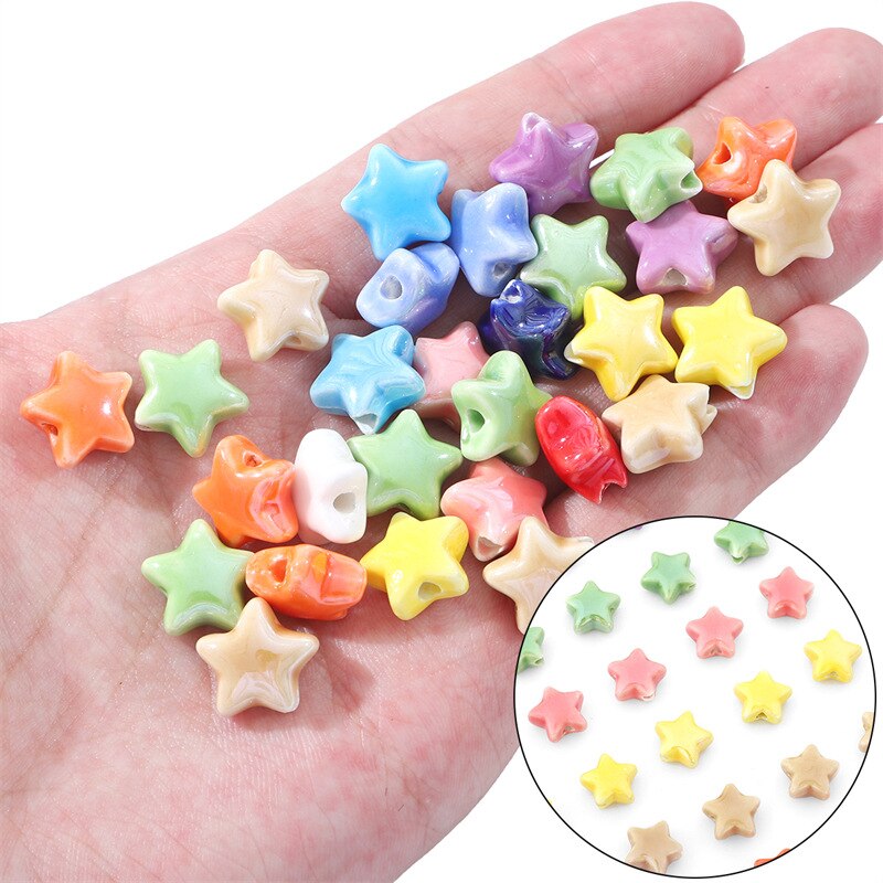 10Pcs/lot Ceramic Pentagram Beads for Jewelry Making Bracelets DIY Accessories Wholesale Bracelet Anklet Necklace Pendant