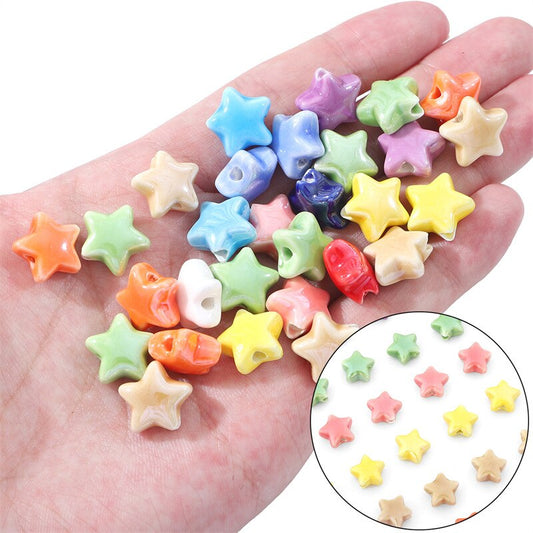 10Pcs/lot Ceramic Pentagram Beads for Jewelry Making Bracelets DIY Accessories Wholesale Bracelet Anklet Necklace Pendant