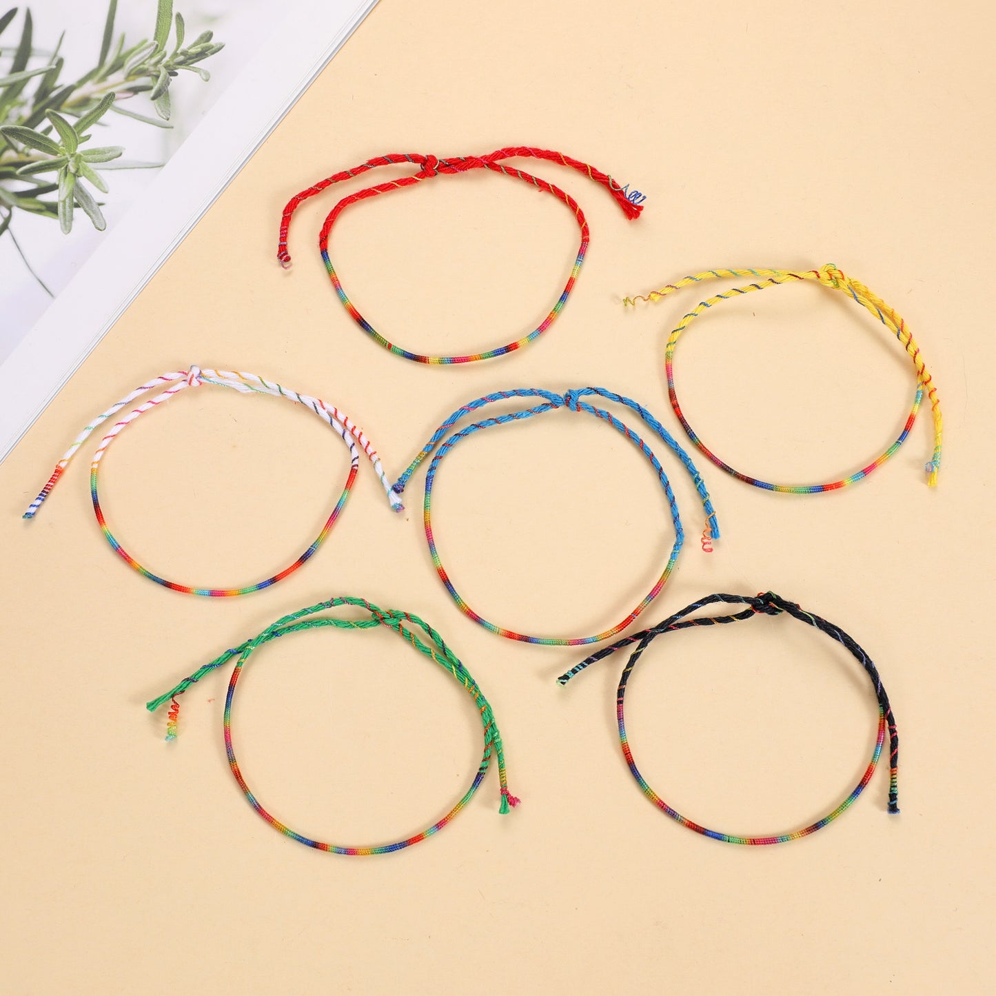 100Pcs Waterproof Wax Thread Braided Bracelets for Men Tibetan Buddha Lucky Bracelet Couple Bangle Friendship Jewelry Wholesale