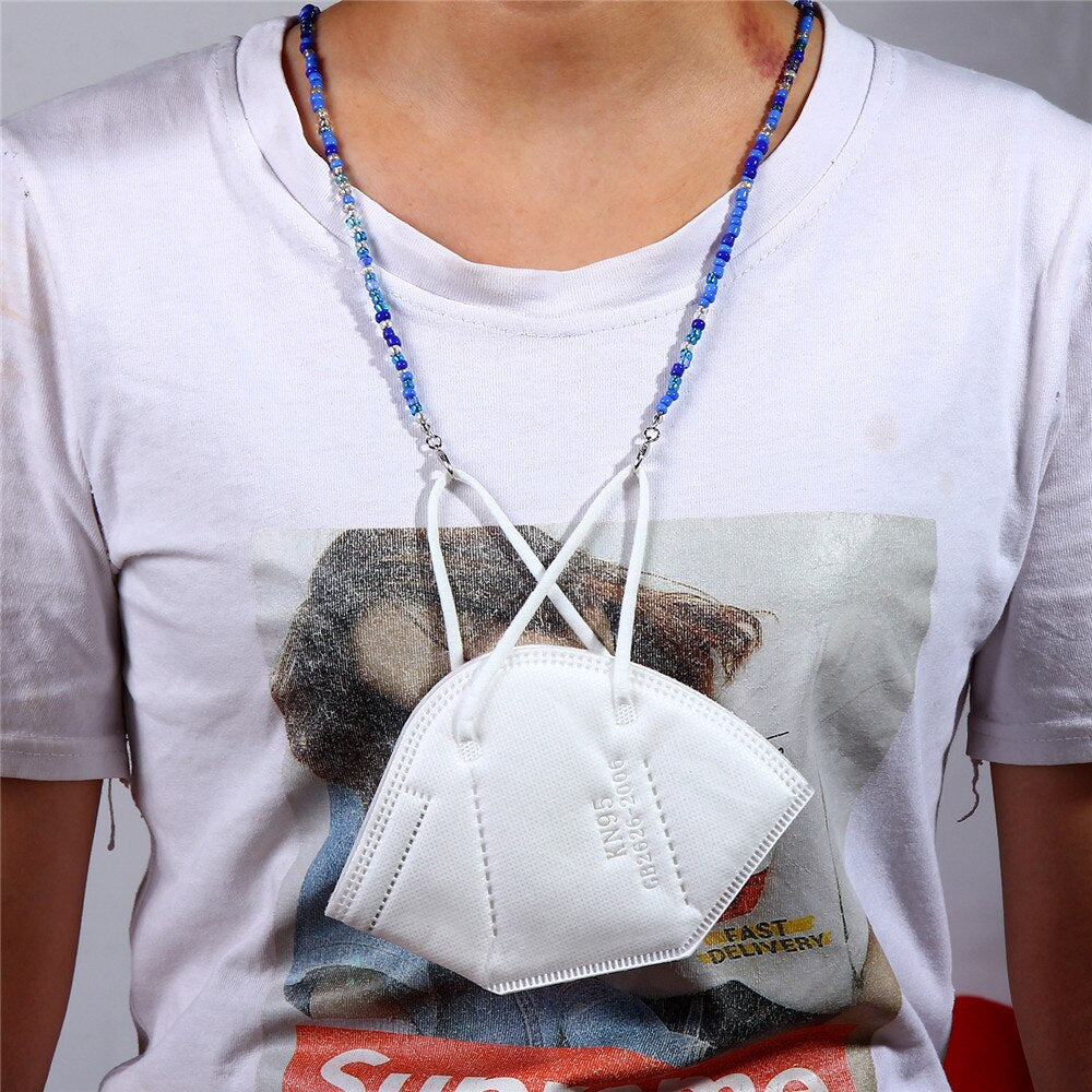Bohemian Women Crystal Seed Bead Eyeglass Eyewears Sunglasses Reading Glasses Chain Necklace chokers Strap Rope for Mask