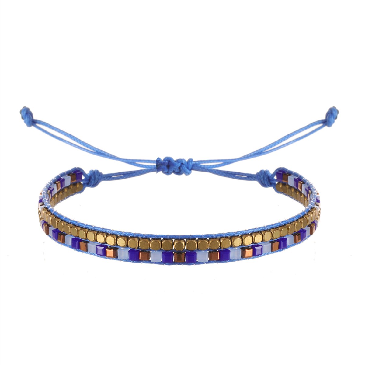 Multilayer Ethnic Glass Beads Adjustable Charm Bracelets Braided Rope Yoga Bracelet for Men Women Wristband Boho Jewelry Gift