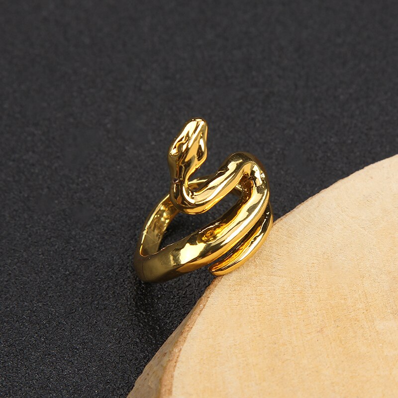 Retro Punk Snake Ring for Women Men Snake-Shaped Plated Gold Color Open Adjustable Exaggerated Ring Trendy Jewelry Gift